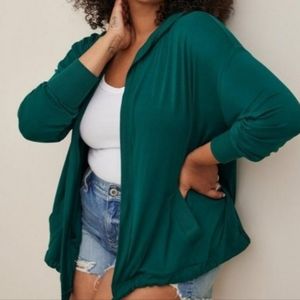 Torrid Supper Soft Lightweight Hooded Sweatshirt W/Open Front.